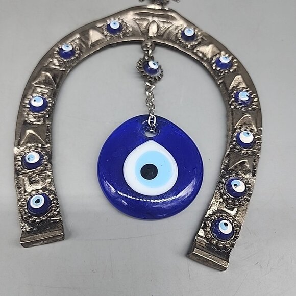 Turkish Traditional Handmade Decorative Ornament Horseshoe Evil Eye Metal - Picture 3 of 6